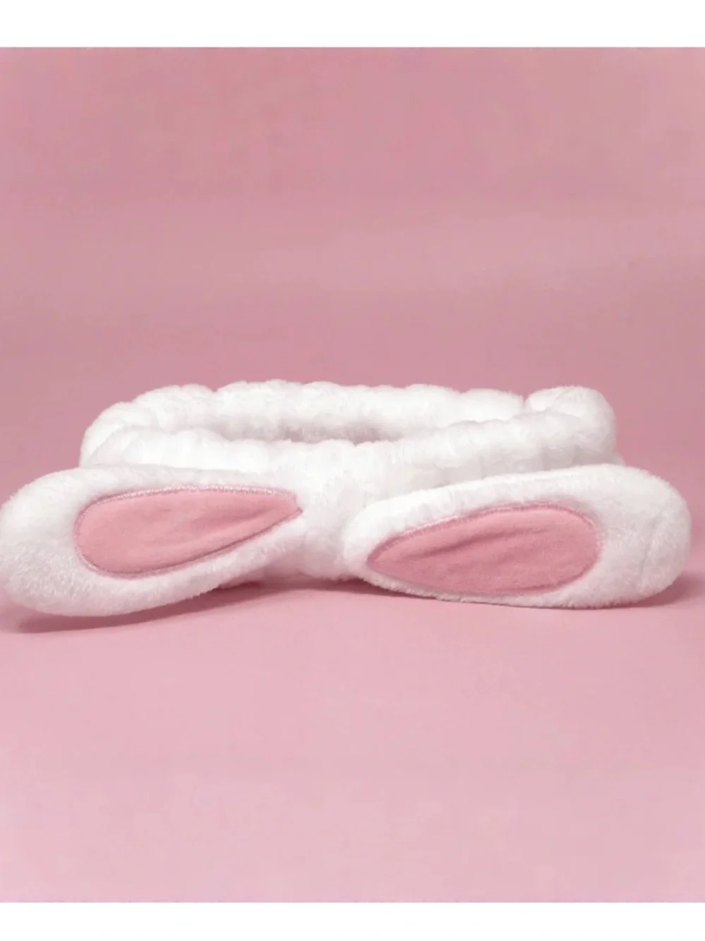 BunnyWrap Microfiber Headband in White with Pink Ear Accents